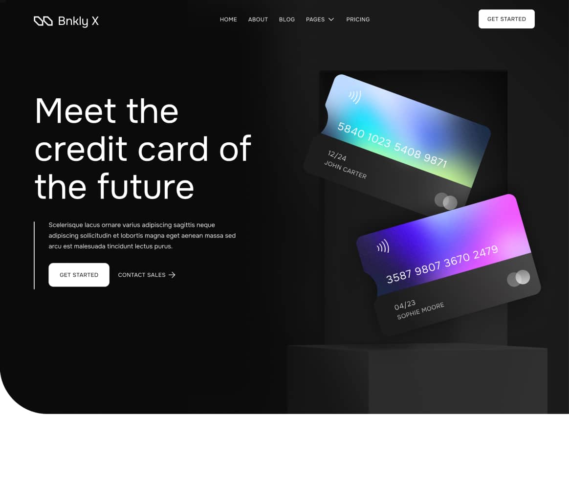 Bnkly Project - SaaS Website Design Sirdan