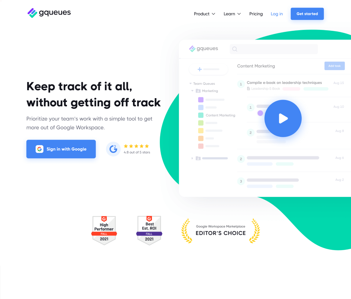 GQueues Project - SaaS Website Design Sirdan