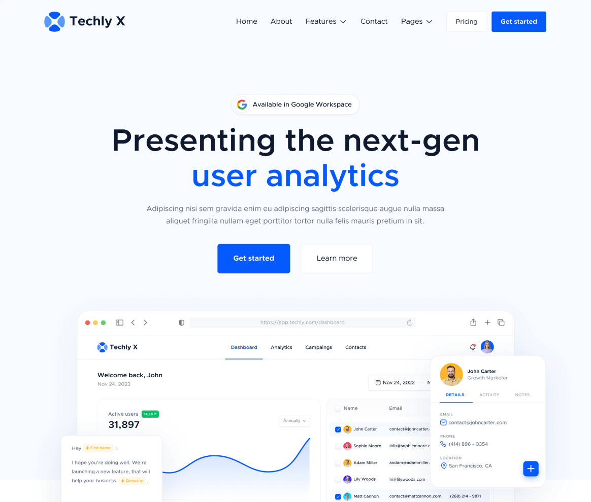 Techly Project - SaaS Website Design Sirdan