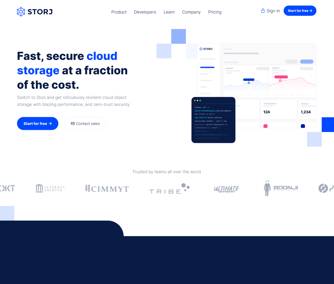 Storj Project - SaaS Website Design Sirdan