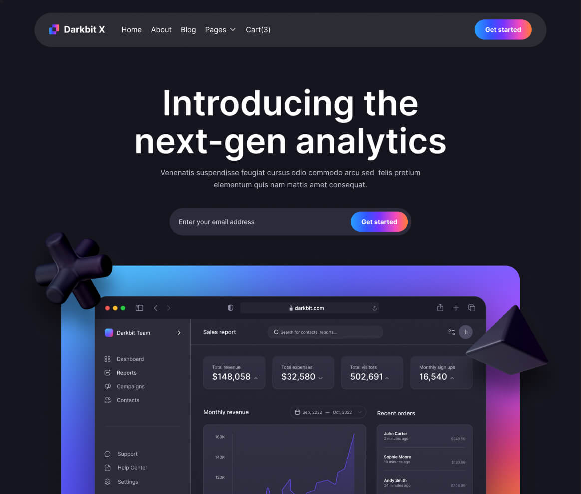 Darkbit Project - SaaS Website Design Sirdan