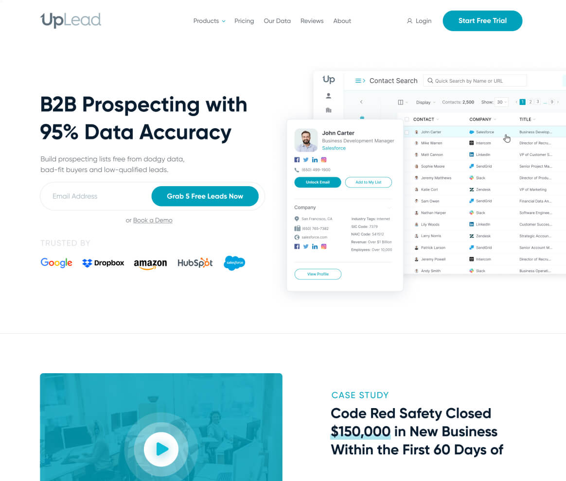 UpLead Project - SaaS Website Design Sirdan