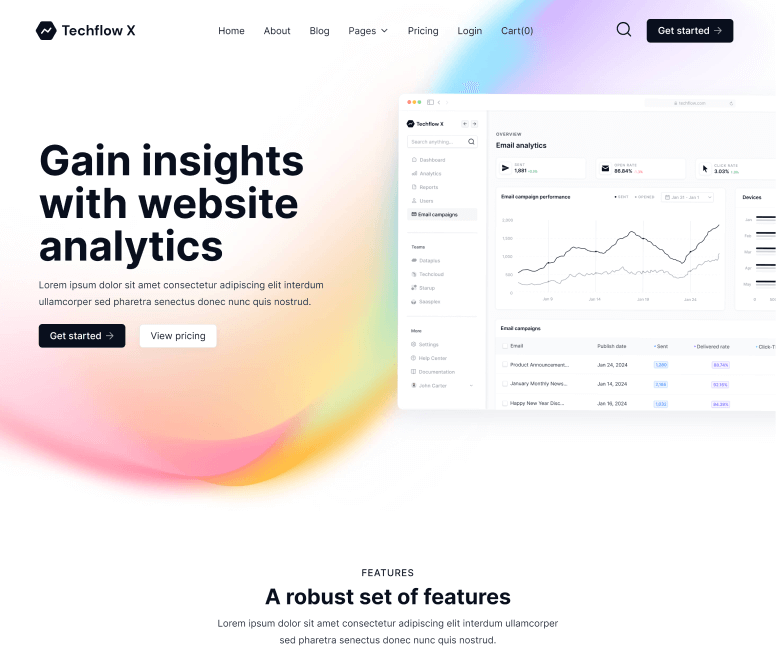 Techflow Project - SaaS Website Design Sirdan